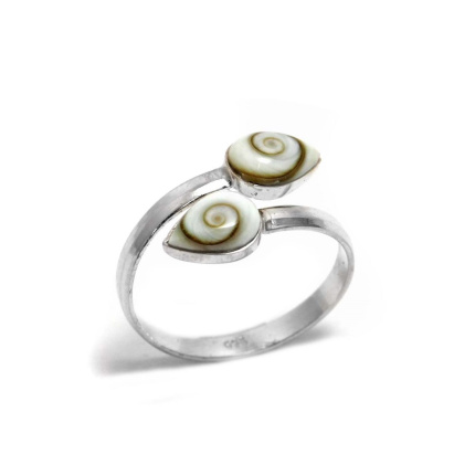 Δαχτυλίδι Ασημένιο με Μάτι της Θάλασσας Δάκρυ Διπλό